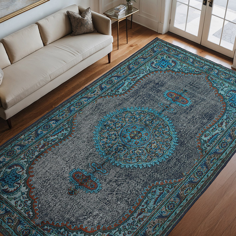 Hand Carved Over-Dyed Rug - 6' 9" x 10' 11" (81" x 131") - K0080741