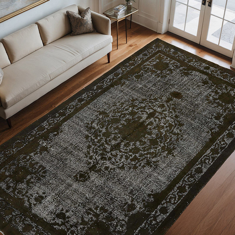 Hand Carved Over-Dyed Rug - 7'  x 11' 4" (84" x 136") - K0080747