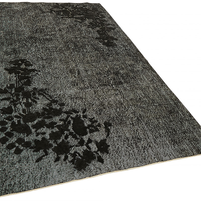 Siyah El Oyması Boyalı Halı - 164 cm x 280 cm - K0080748