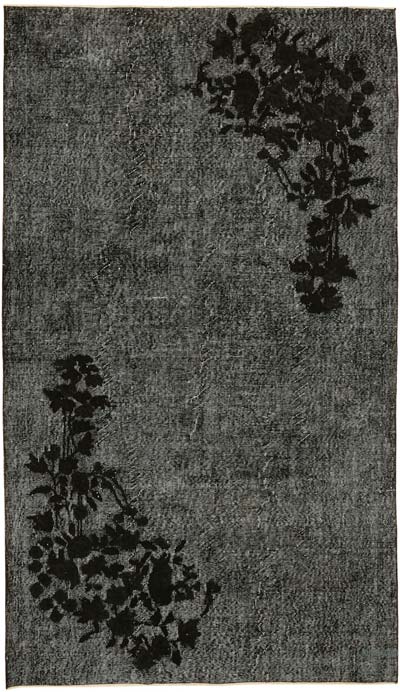 Negro Alfombra Tallada a Mano Sobre Teñida - 164 cm x 280 cm