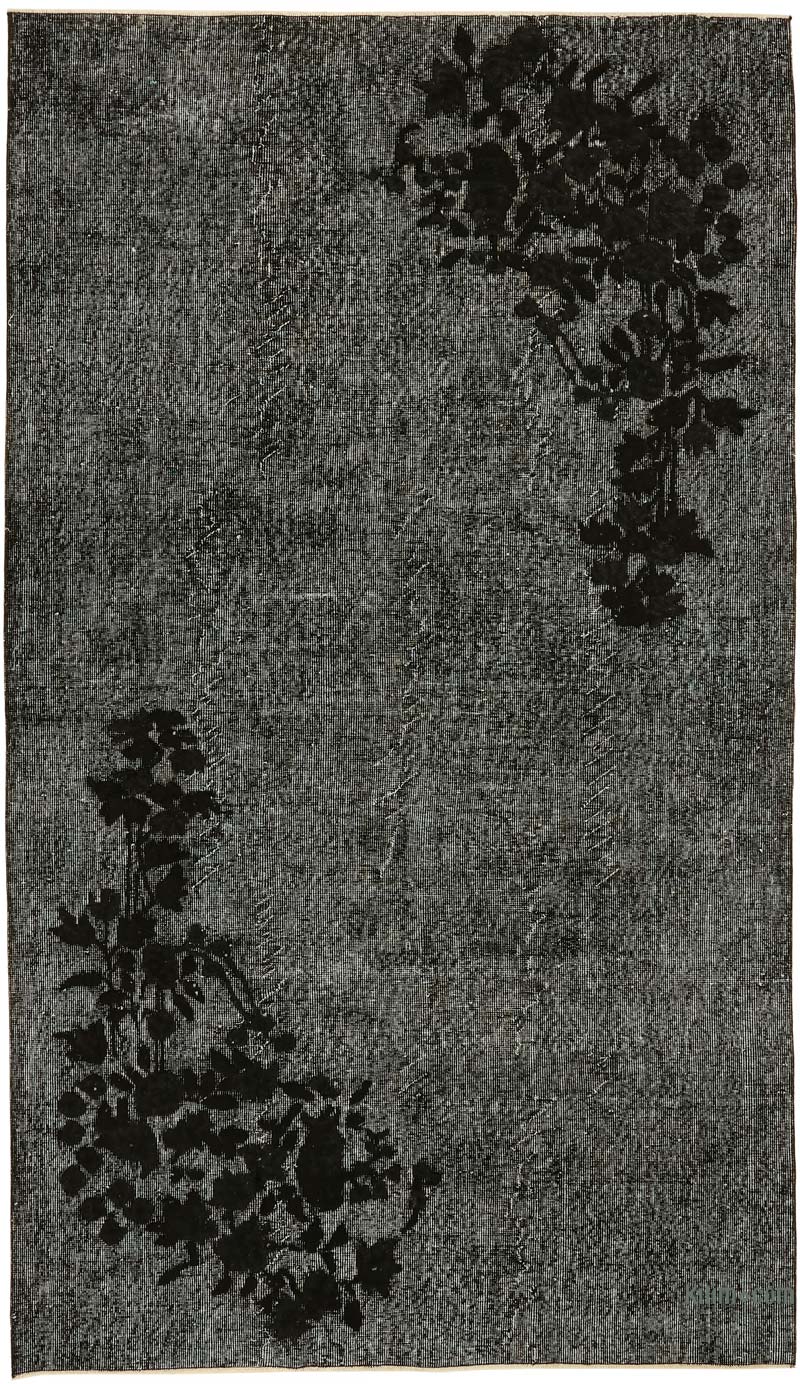 Siyah El Oyması Boyalı Halı - 164 cm x 280 cm - K0080748