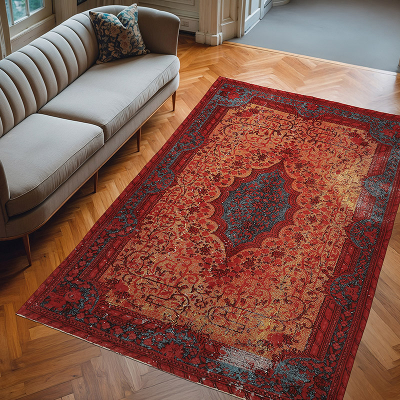 Alfombra Tallada a Mano Sobre Teñida - 207 cm x 318 cm - K0080764