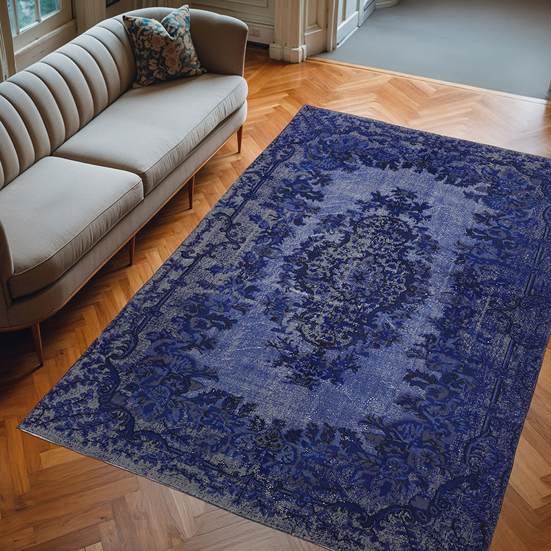 Hand Carved Over-Dyed Rug - 6' 7" x 9' 7" (79" x 115") - K0080799