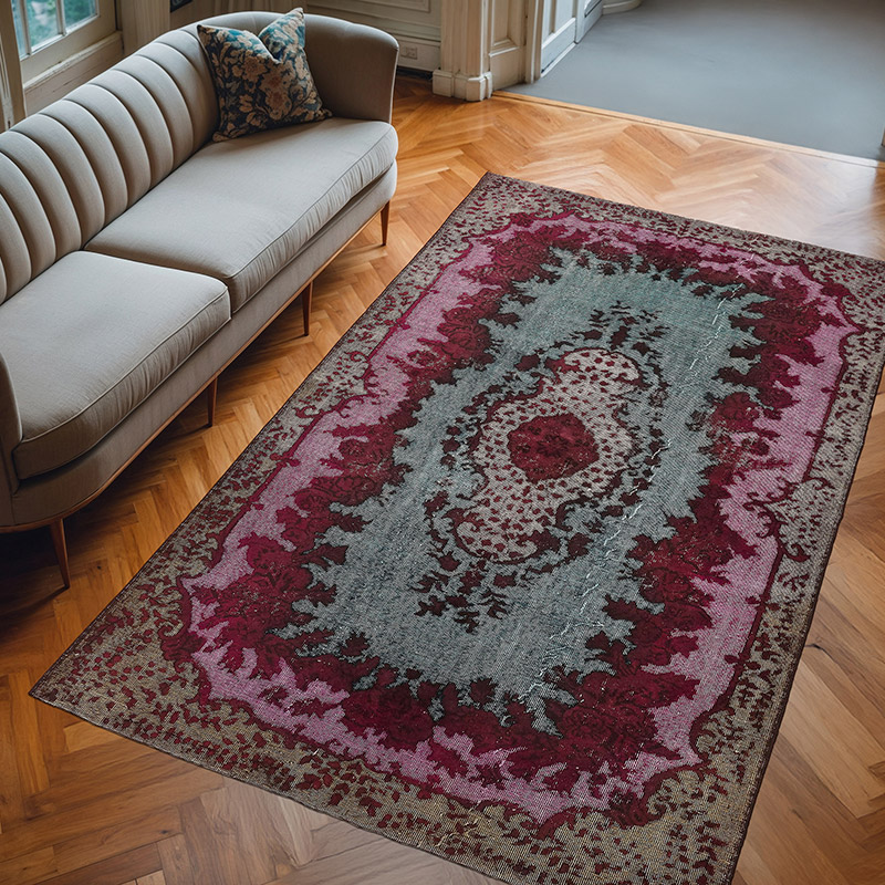 Hand Carved Over-Dyed Rug - 6' 2" x 9' 9" (74" x 117") - K0080824