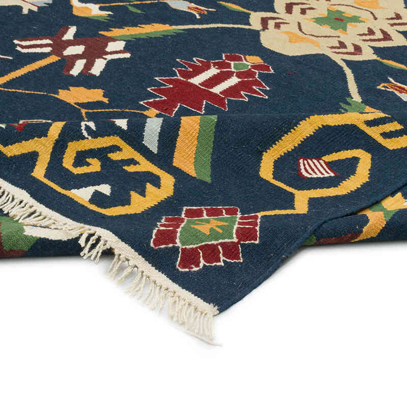 Azul Oscuro Nueva Alfombra Turca Kilim - K0080859