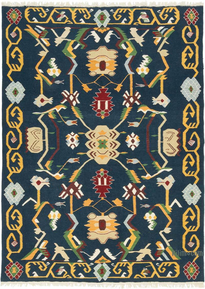 Azul Oscuro Nueva Alfombra Turca Kilim - K0080859