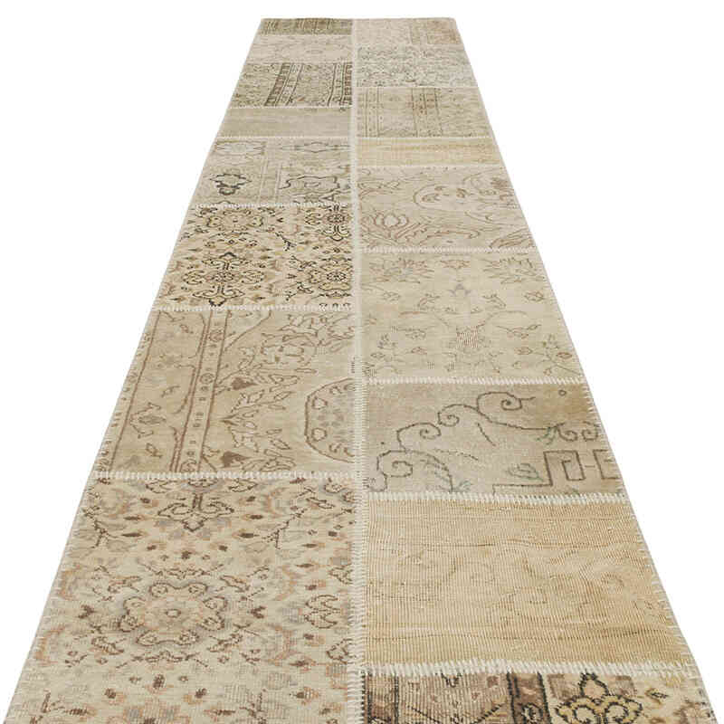 Patchwork Hand-Knotted Turkish Rug - 2' 11" x 15' 5" (35" x 185") - K0080922