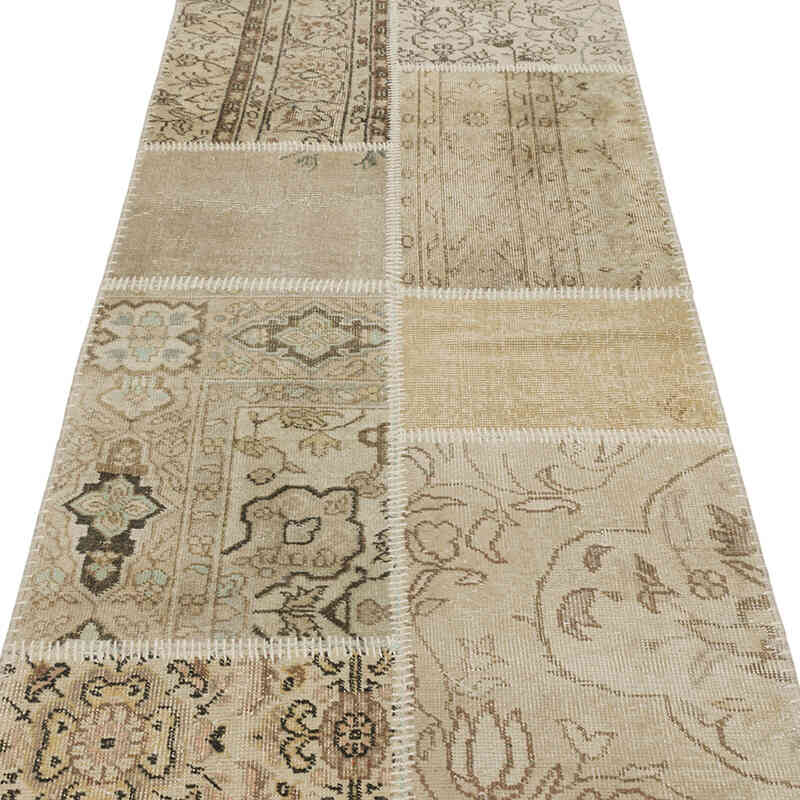Patchwork Hand-Knotted Turkish Rug - 2' 11" x 15' 5" (35" x 185") - K0080922