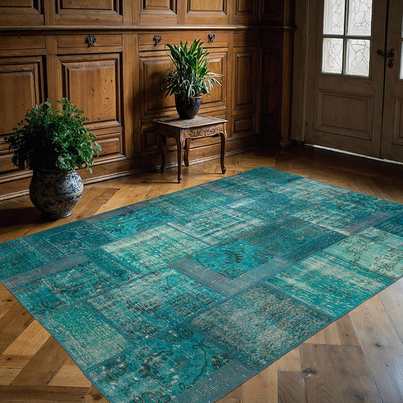 Patchwork Hand-Knotted Turkish Rug - 5' 11" x 8' 3" (71" x 99") - K0080923