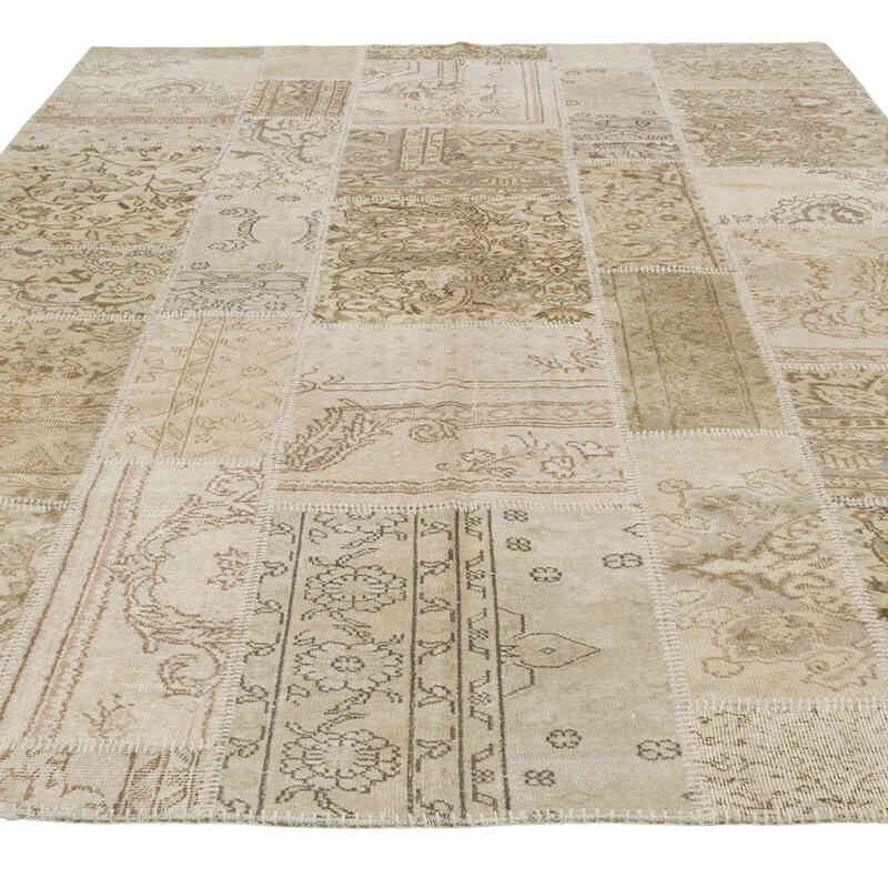Patchwork Hand-Knotted Turkish Rug - 6' 7" x 9' 9" (79" x 117") - K0080925