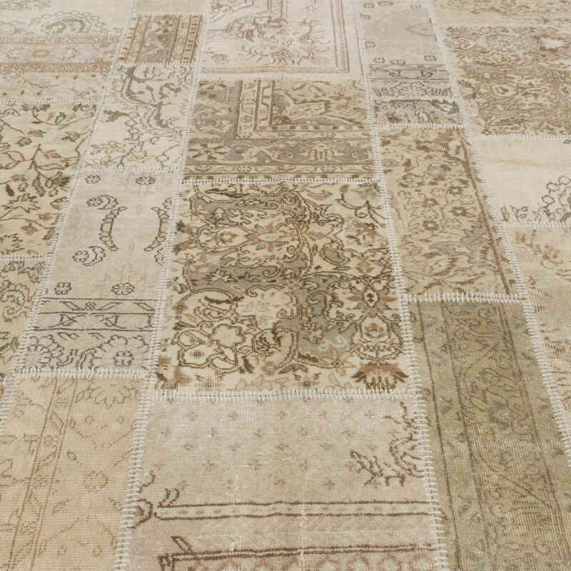 Patchwork Hand-Knotted Turkish Rug - 6' 7" x 9' 9" (79" x 117") - K0080925