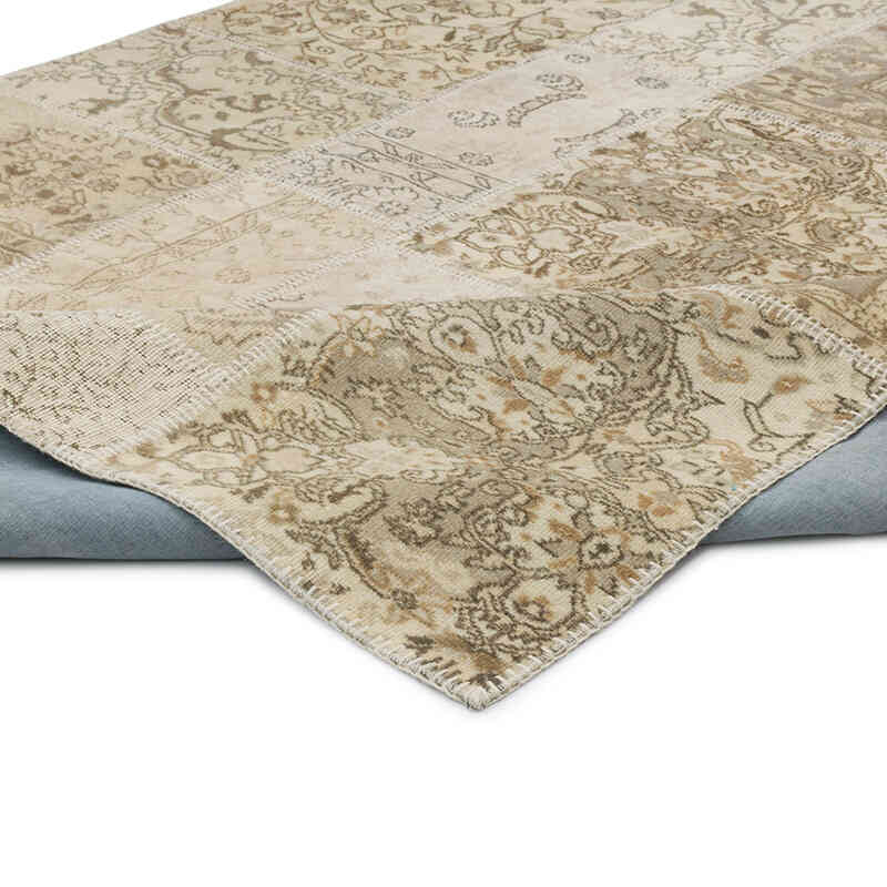 Patchwork Hand-Knotted Turkish Rug - 6' 7" x 9' 9" (79" x 117") - K0080925