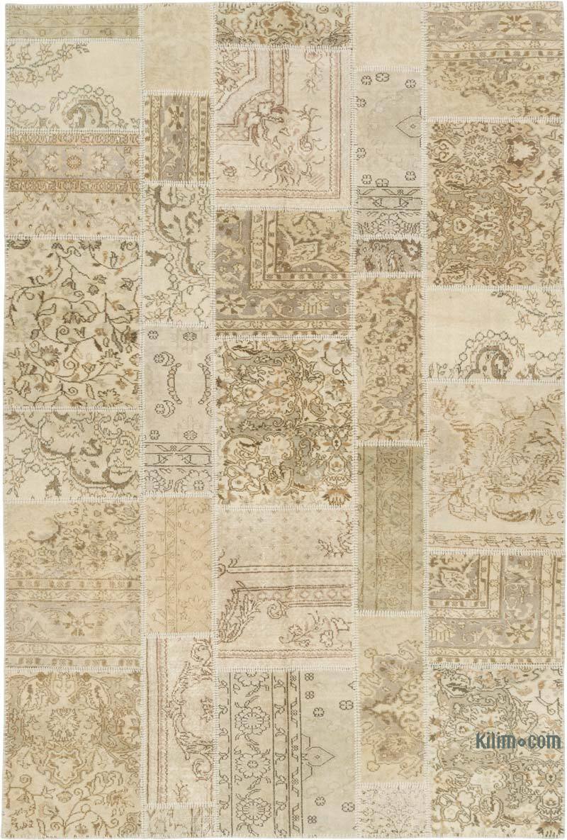 Patchwork Hand-Knotted Turkish Rug - 6' 7" x 9' 9" (79" x 117") - K0080925