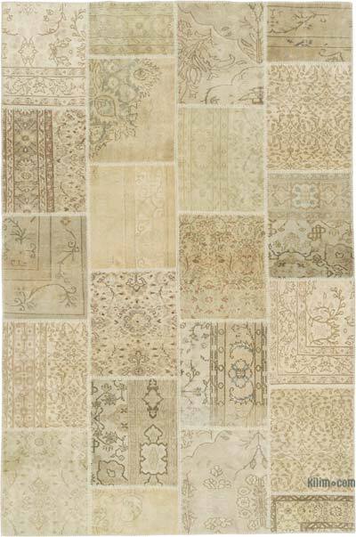 Patchwork Hand-Knotted Turkish Rug - 6' 7" x 9' 10" (79" x 118")