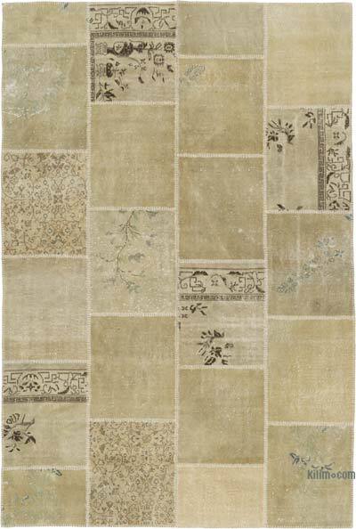 Patchwork Hand-Knotted Turkish Rug - 6' 7" x 9' 10" (79" x 118")