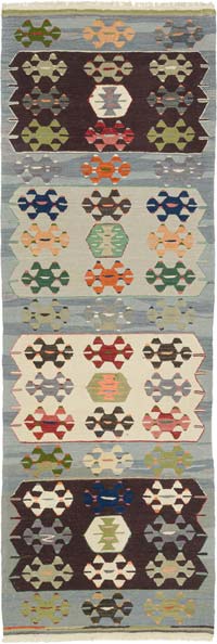 New Turkish Handwoven Kilim Runner - 3' 5" x 9' 10" (41" x 118")