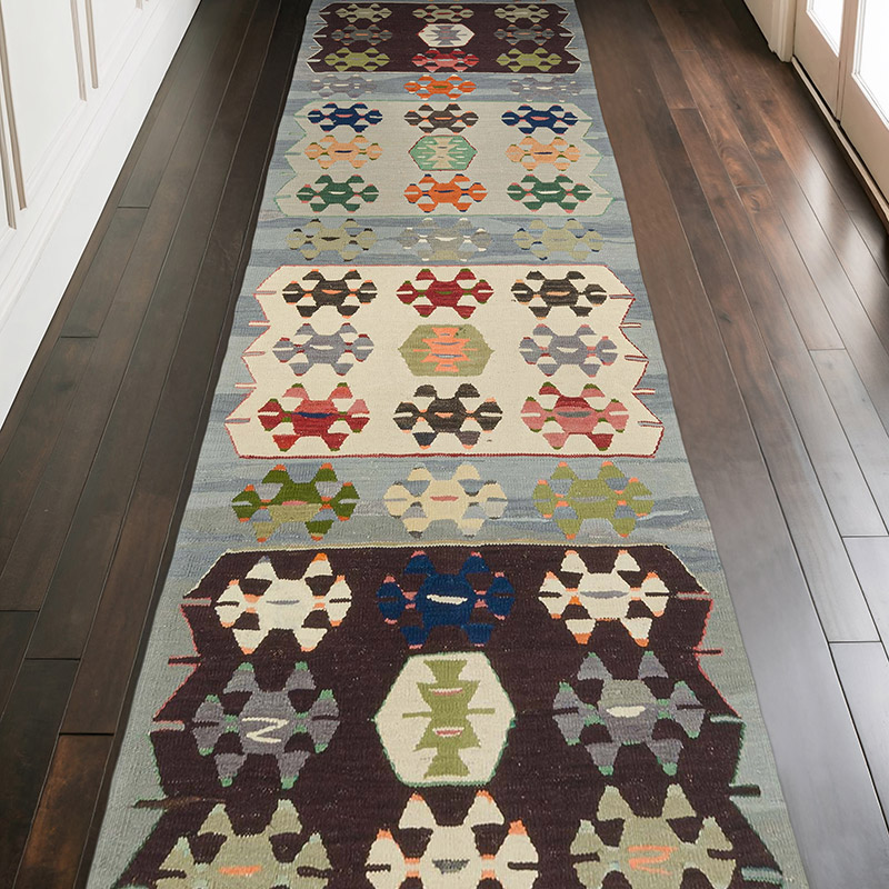 New Turkish Handwoven Kilim Runner - 3' 5" x 9' 10" (41" x 118") - K0080972