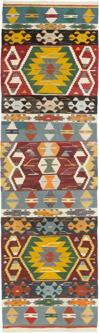 New Turkish Handwoven Kilim Runner - 3' 5" x 11' 8" (41" x 140")