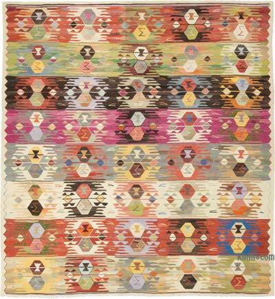 New Turkish Handwoven Kilim Rug - 13' 7" x 14' 6" (163" x 174")