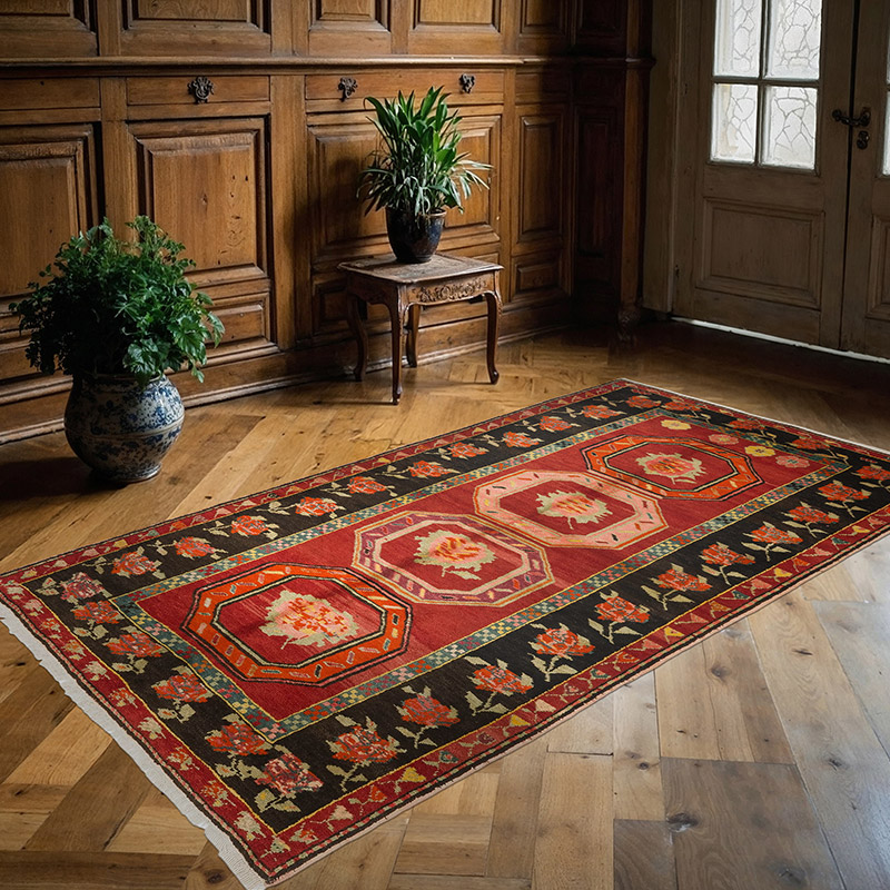 Alfombra Caucásica Vintage Anudada a Mano - 130 cm x 235 cm - K0081056