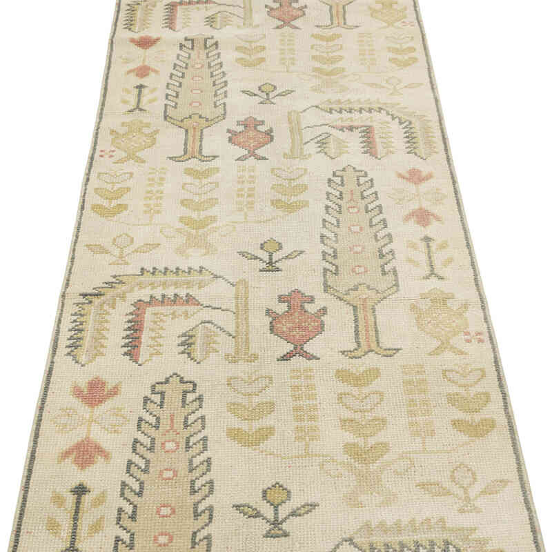 Pasillo Vintage Turco Anudado a Mano - 76 cm x 461 cm - K0081060