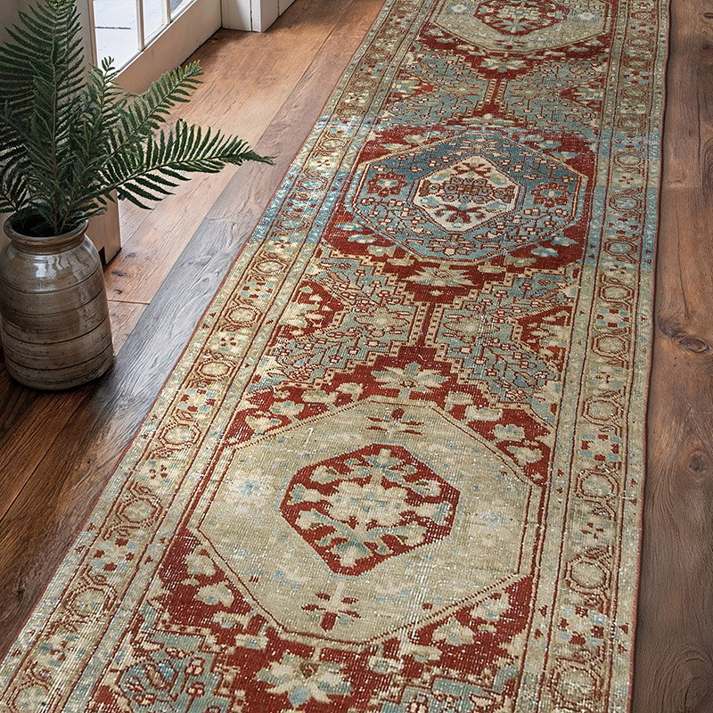 Pasillo Vintage Turco Anudado a Mano - 89 cm x 323 cm - K0081074