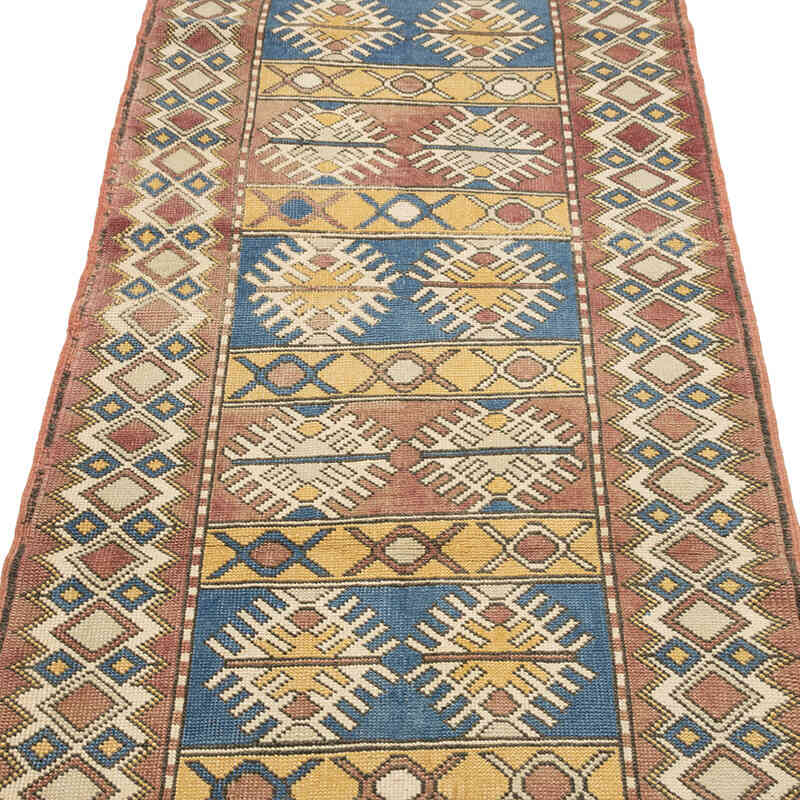 Pasillo Vintage Turco Anudado a Mano - 88 cm x 386 cm - K0081075