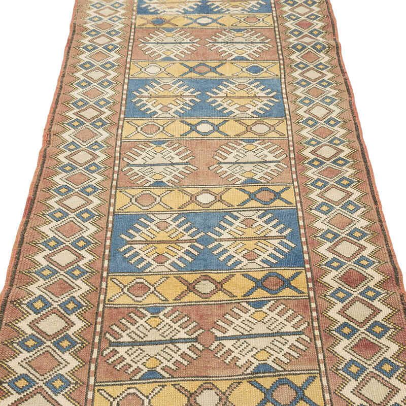 Pasillo Vintage Turco Anudado a Mano - 88 cm x 386 cm - K0081075