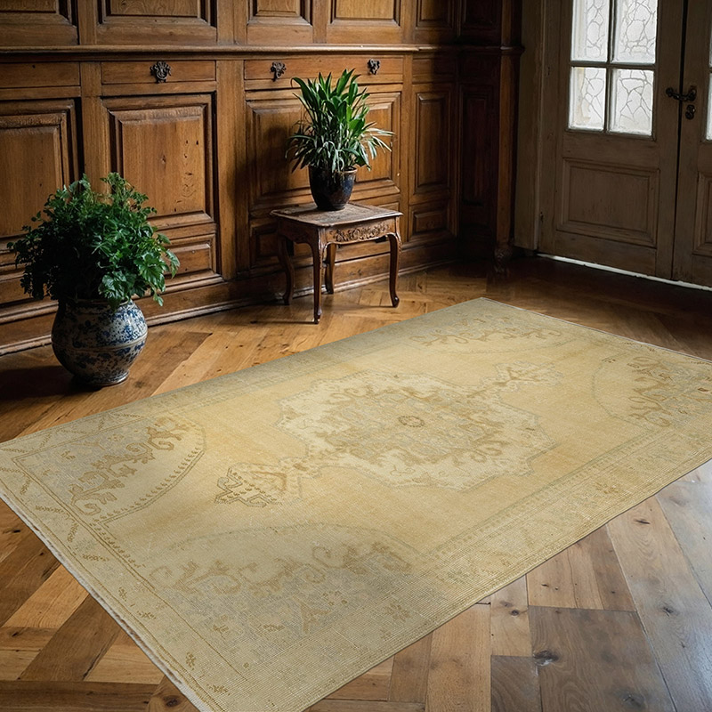 Alfombra Vintage Turca Anudada a Mano - 143 cm x 221 cm - K0081079