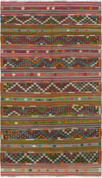 Vintage Manisa Kilim Rug - 5' 3" x 9' 2" (63" x 110")