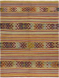 Vintage Manisa Kilim Rug - 5' 6" x 7' 3" (66" x 87")