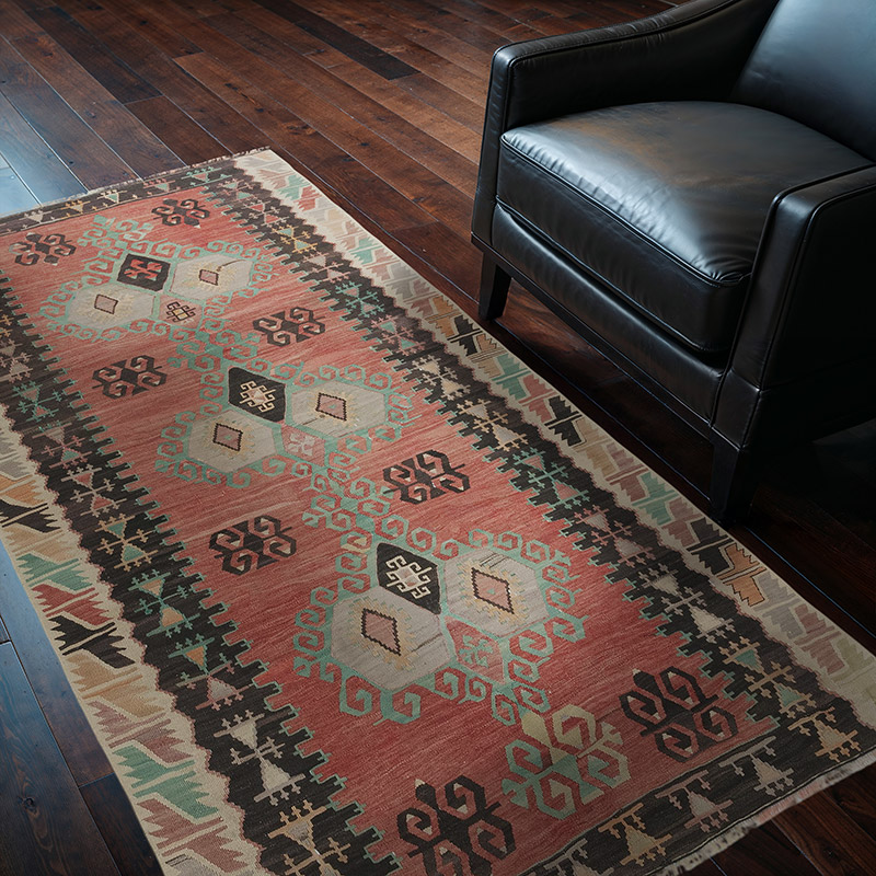 Vintage Afyon Kilim Rug - 3' 10" x 6' 8" (46" x 80") - K0081122