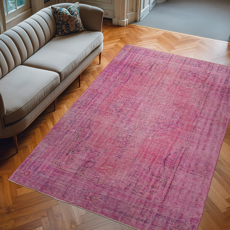 Over-dyed Vintage Hand-Knotted Turkish Rug - 6' 5" x 9' 8" (77" x 116") - K0081844