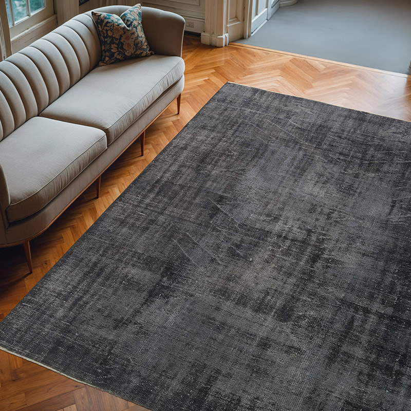 Over-dyed Vintage Hand-Knotted Turkish Rug - 7' 1" x 8' 10" (85" x 106") - K0081855