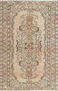 Vintage Turkish Hand-Knotted Rug - 5' 6" x 8' 7" (66" x 103")