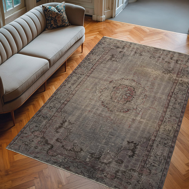 Over-dyed Vintage Hand-Knotted Turkish Rug - 5' 11" x 8' 11" (71" x 107") - K0081906