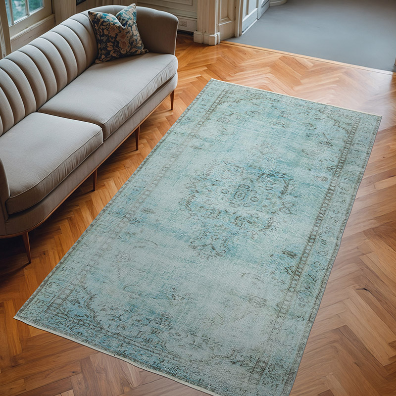 Over-dyed Vintage Hand-Knotted Turkish Rug - 5' 3" x 9' 3" (63" x 111") - K0081909