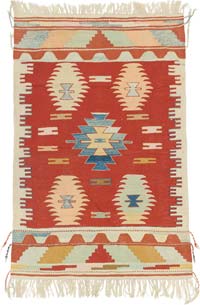 New Handwoven Turkish Kilim Rug - 3' 10" x 5' 9" (46" x 69")