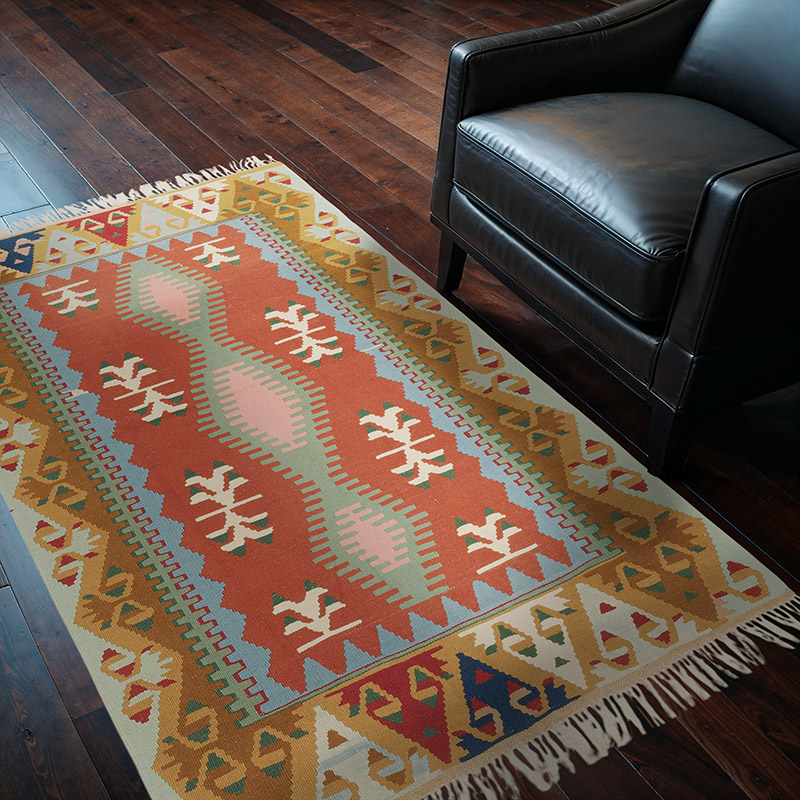 New Handwoven Turkish Kilim Rug - 4' 1" x 6'  (49" x 72") - K0081915