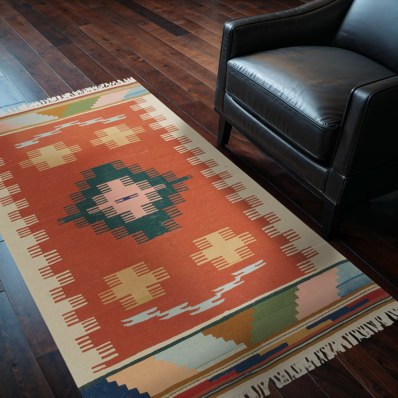New Handwoven Turkish Kilim Rug - 113 cm x 177 cm - K0081920