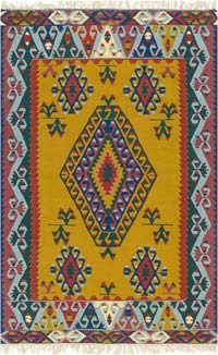 New Handwoven Turkish Kilim Rug - 5' 1" x 7' 9" (61" x 93")