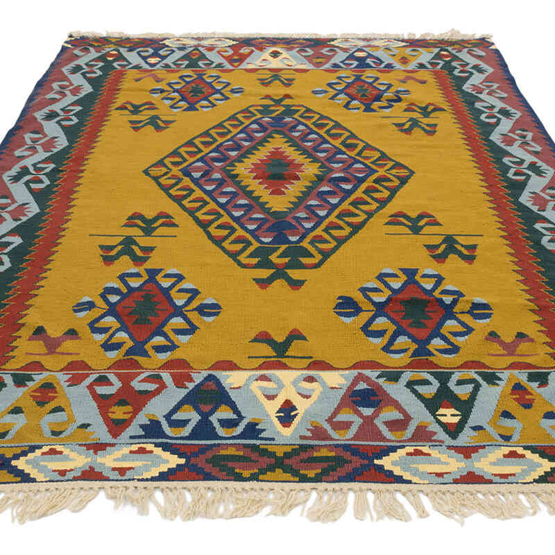 New Handwoven Turkish Kilim Rug - 5' 1" x 7' 9" (61" x 93") - K0081924