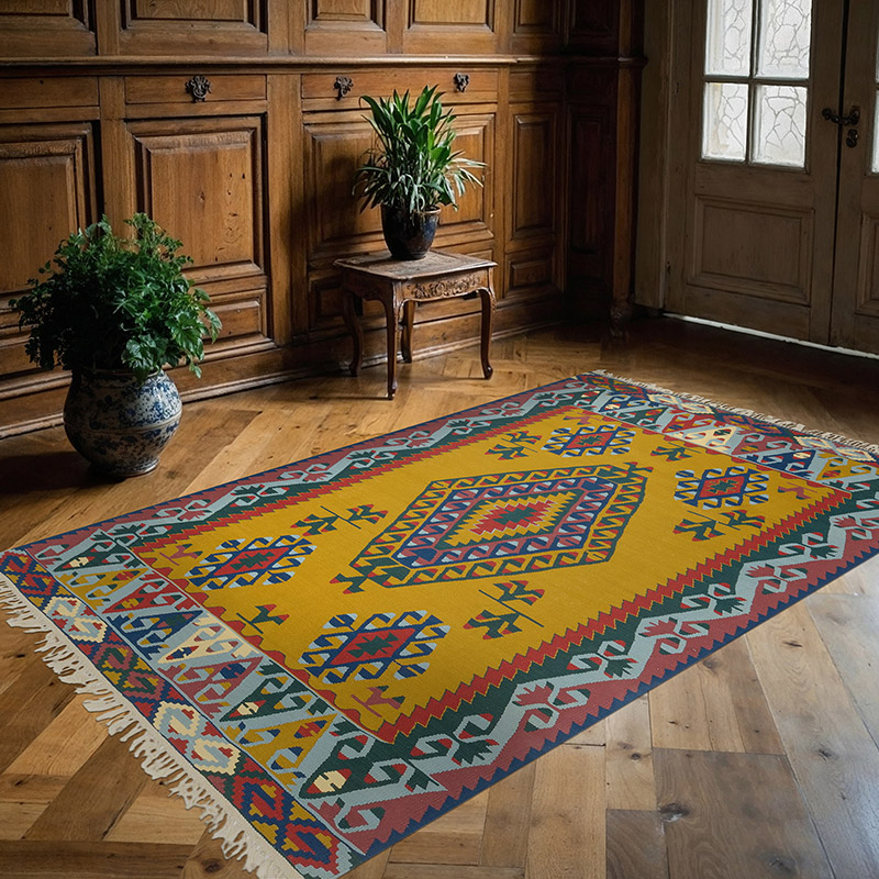 New Handwoven Turkish Kilim Rug - 5' 1" x 7' 9" (61" x 93") - K0081924