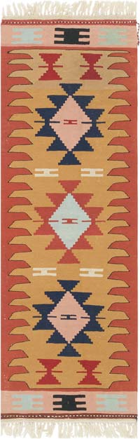 New Handwoven Turkish Kilim Rug - 2'  x 5' 11" (24" x 71")