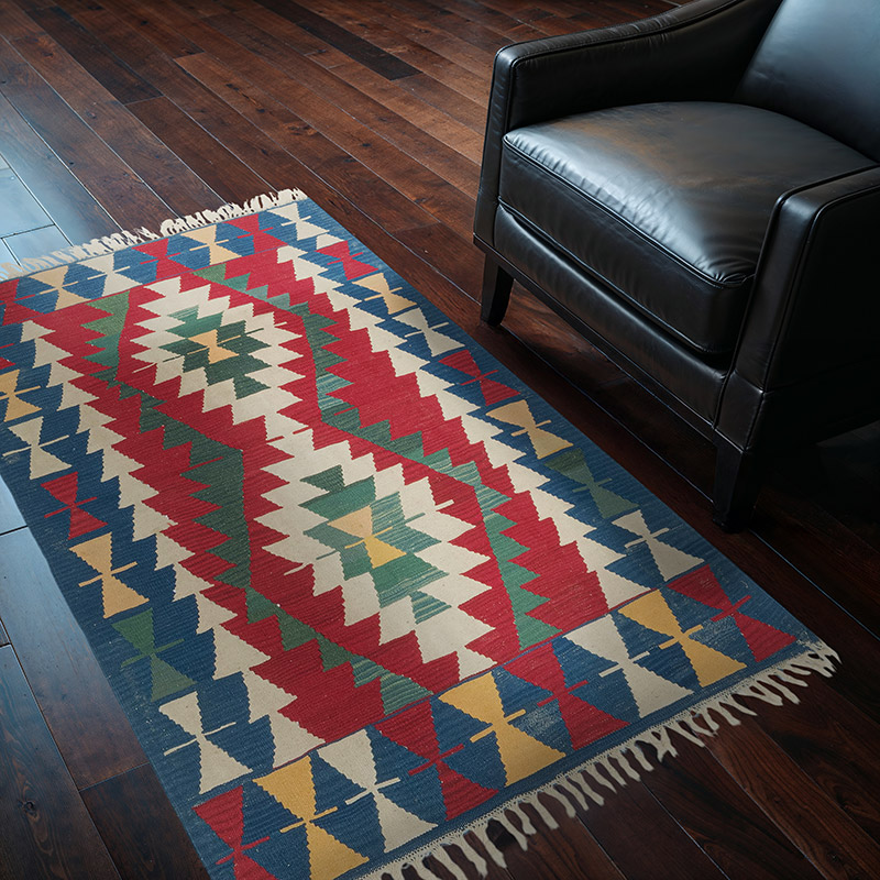 New Handwoven Turkish Kilim Rug - 3' 10" x 5' 7" (46" x 67") - K0081960
