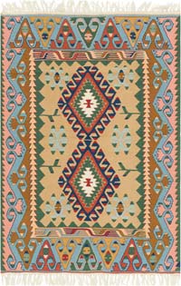 New Handwoven Turkish Kilim Rug - 4'  x 5' 9" (48" x 69")