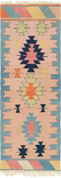 New Handwoven Turkish Kilim Rug - 2' 9" x 7' 9" (33" x 93")