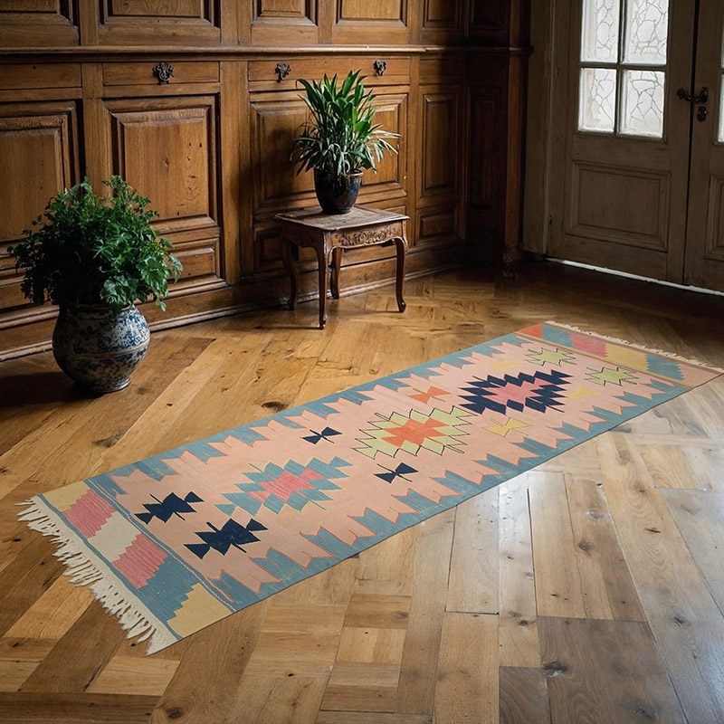 New Handwoven Turkish Kilim Rug - 2' 9" x 7' 9" (33" x 93") - K0081972