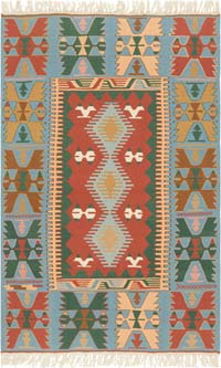 New Handwoven Turkish Kilim Rug - 3' 8" x 5' 10" (44" x 70")