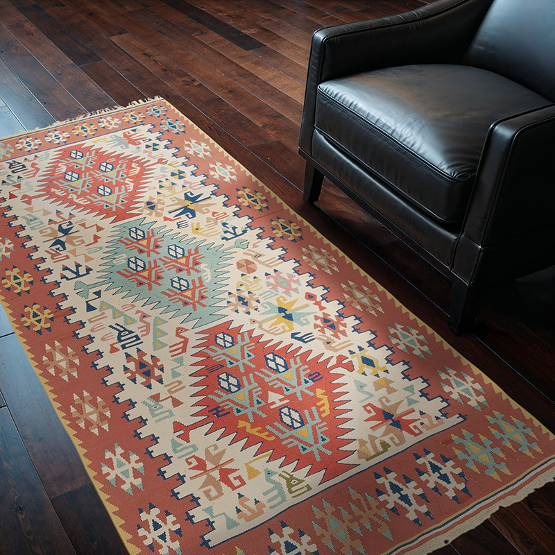 New Handwoven Turkish Kilim Rug - 3' 6" x 6' 6" (42" x 78") - K0081977